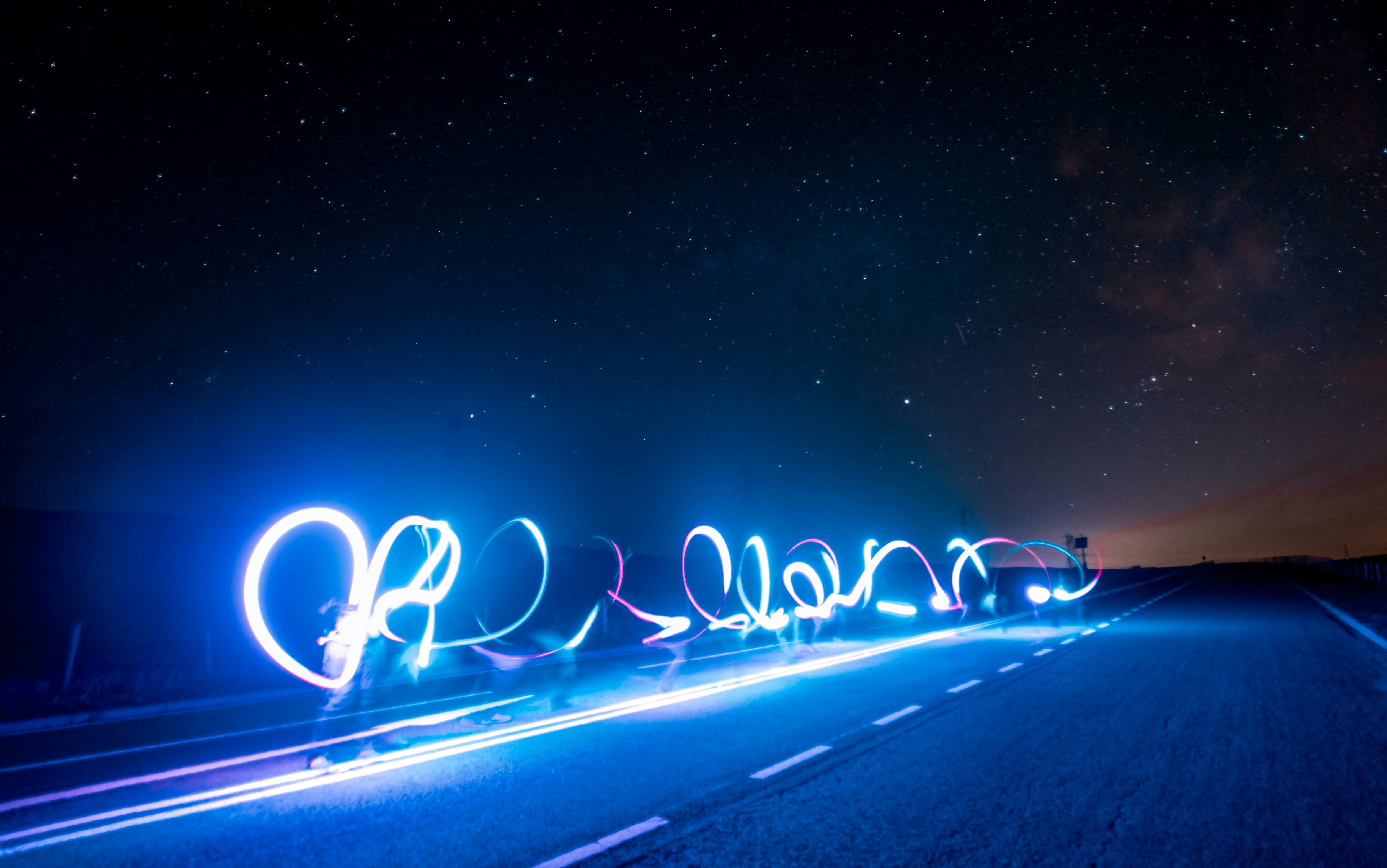 blue and white light streaks